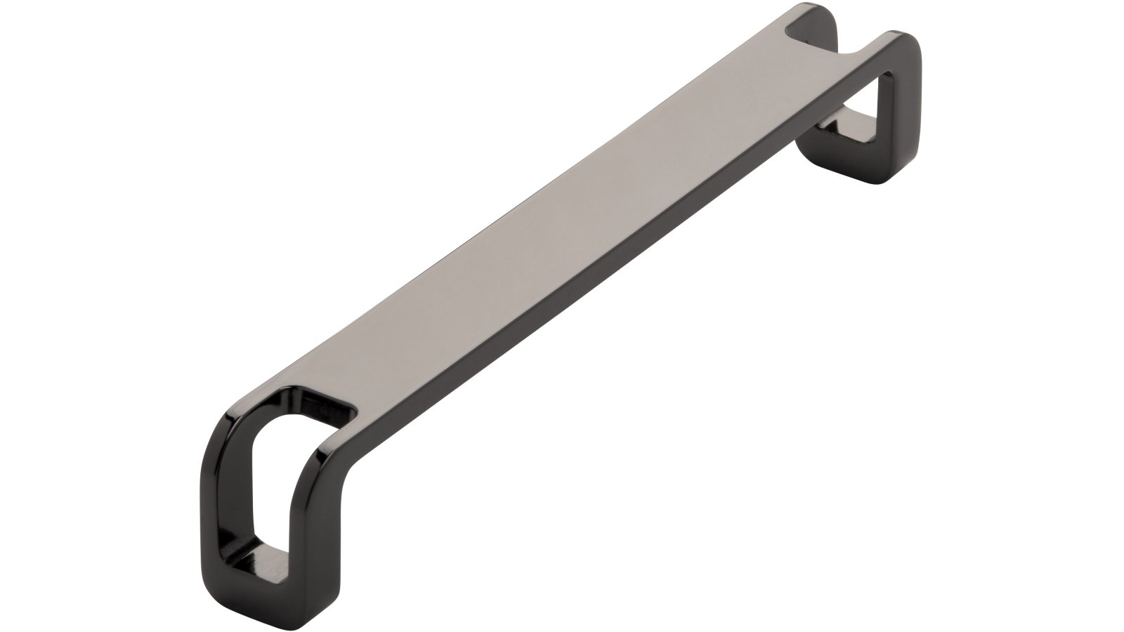 Moebelgriff-Gernsbach-chrom-schwarz-Zinkdruckguss-laenge-169-788920 Griff Gernsbach Druckguss Schwarz chrom - 169 mm lang vor weißem Hintergrund