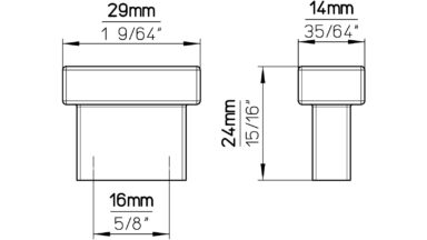 Griff Giengen Druckguss chrom glänzend - 29 mm lang  vor weißem Hintergrund