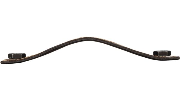 Griff Gleichen Kunstleder-Druckguss/Metallfuß braun eisenfarbig getrommelt matt - 190 mm lang  vor weißem Hintergrund