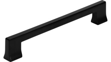 Griff Gommern Druckguss schwarz matt pulverbeschichtet - 180 mm lang  vor weißem Hintergrund