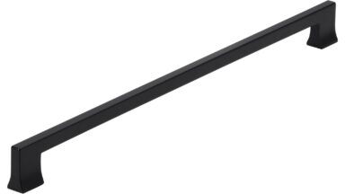 Griff Gommern Druckguss schwarz matt pulverbeschichtet - 340 mm lang  vor weißem Hintergrund