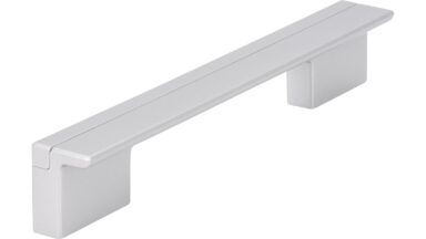 Griff Graben-Neudorf Kunststoff metallisiert weißaluminium metallisiert weißaluminium - 148 mm lang  vor weißem Hintergrund