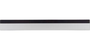 Griff Graben-Neudorf Kunststoff metallisiert weißaluminium bedruckt braun - 148 mm lang  vor weißem Hintergrund