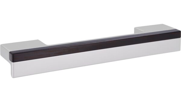 Griff Graben-Neudorf Kunststoff metallisiert weißaluminium bedruckt braun - 148 mm lang  vor weißem Hintergrund