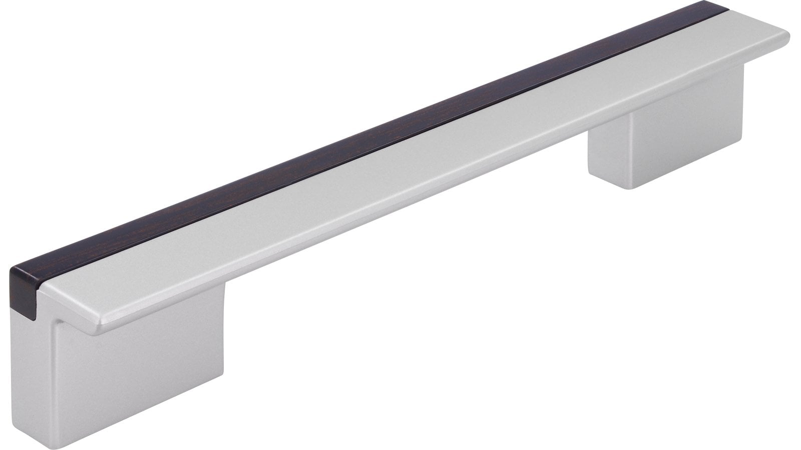 Griff Graben-Neudorf Kunststoff metallisiert weißaluminium bedruckt braun - 148 mm lang  vor weißem Hintergrund