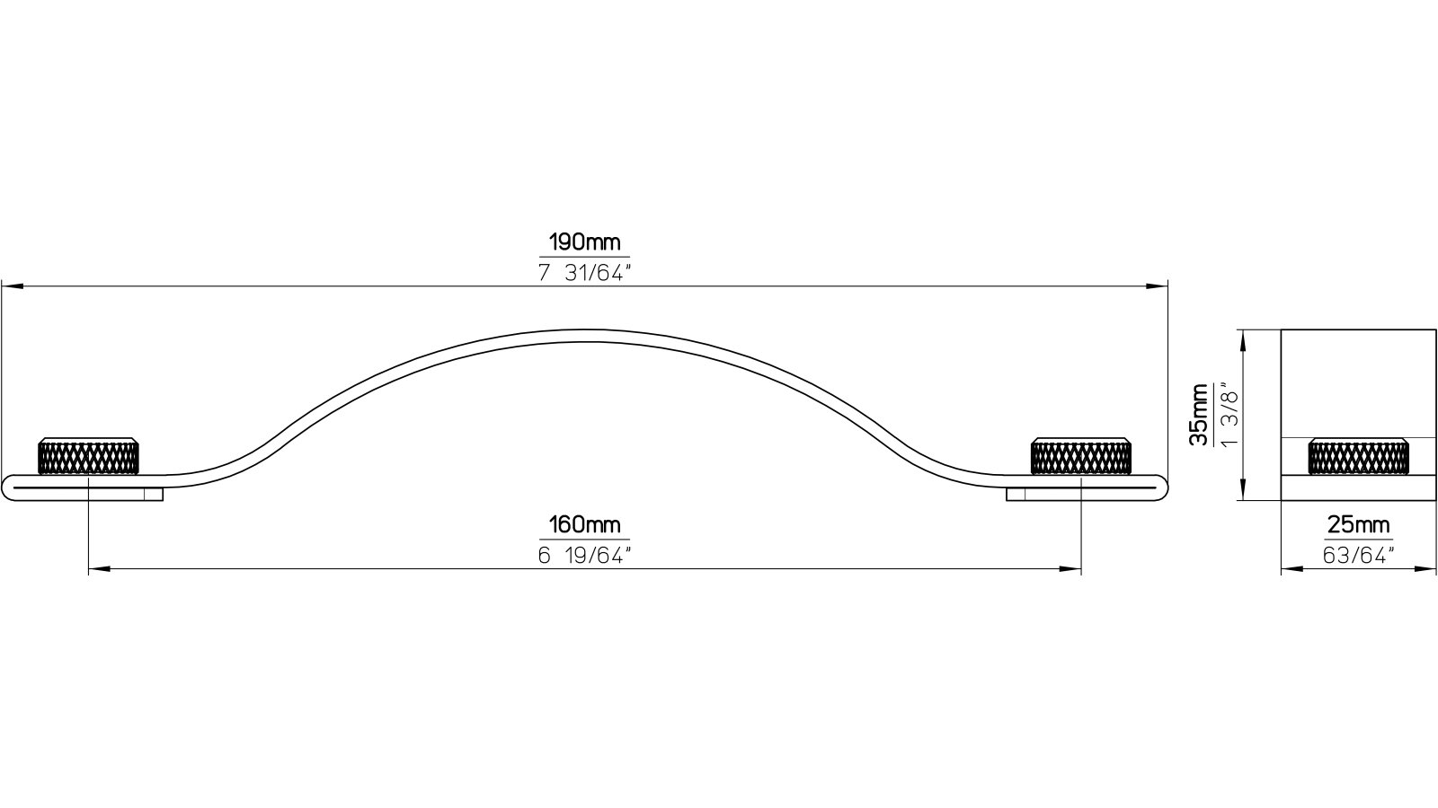 Griff Grafing Aluminium - Echtleder schwarz schwarz matt pulverbeschichtet - 190 mm lang  vor weißem Hintergrund