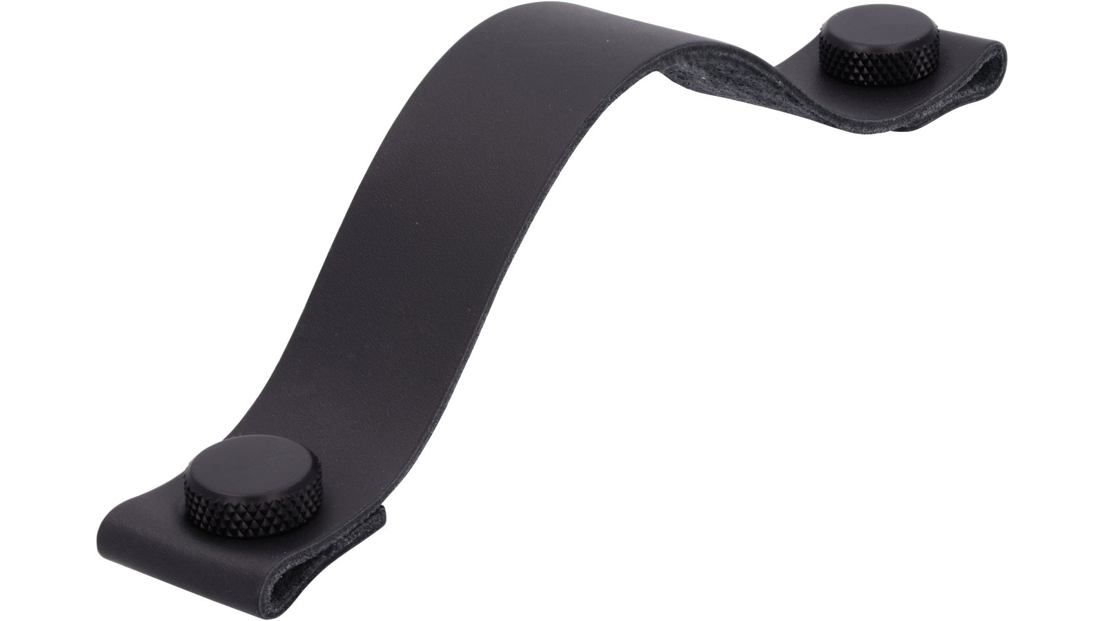 Griff Grafing Aluminium - Echtleder schwarz schwarz matt pulverbeschichtet - 190 mm lang  vor weißem Hintergrund