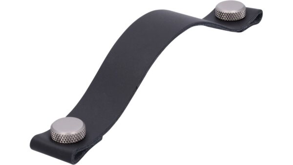 Griff Grafing Aluminium - Echtleder schwarz edelstahleffekt - 190 mm lang  vor weißem Hintergrund