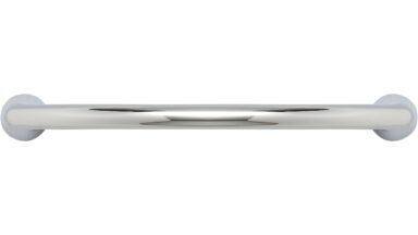 Griff Halberstadt Druckguss chrom glänzend - 73 mm lang  vor weißem Hintergrund