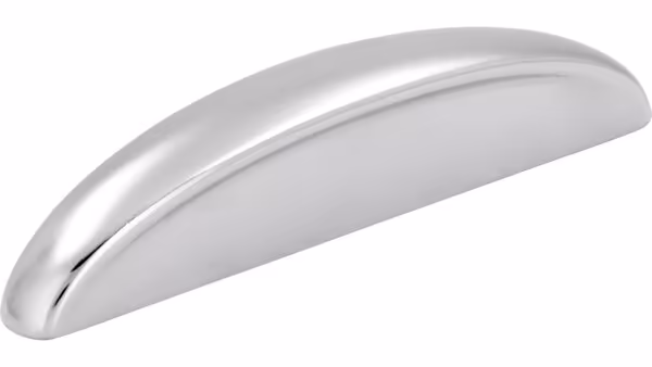 Griff Halver Druckguss chrom glänzend - 90 mm lang vor weißem Hintergrund