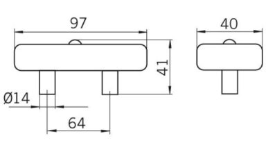 Griff Harsum Holz bunt - 102 mm lang  vor weißem Hintergrund