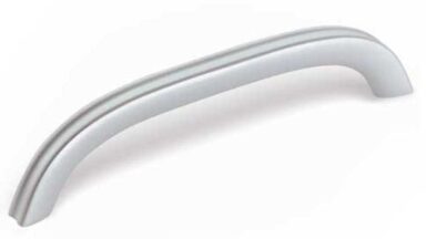 Griff Herborn Aluminium silber natur matt - 143 mm lang vor weißem Hintergrund