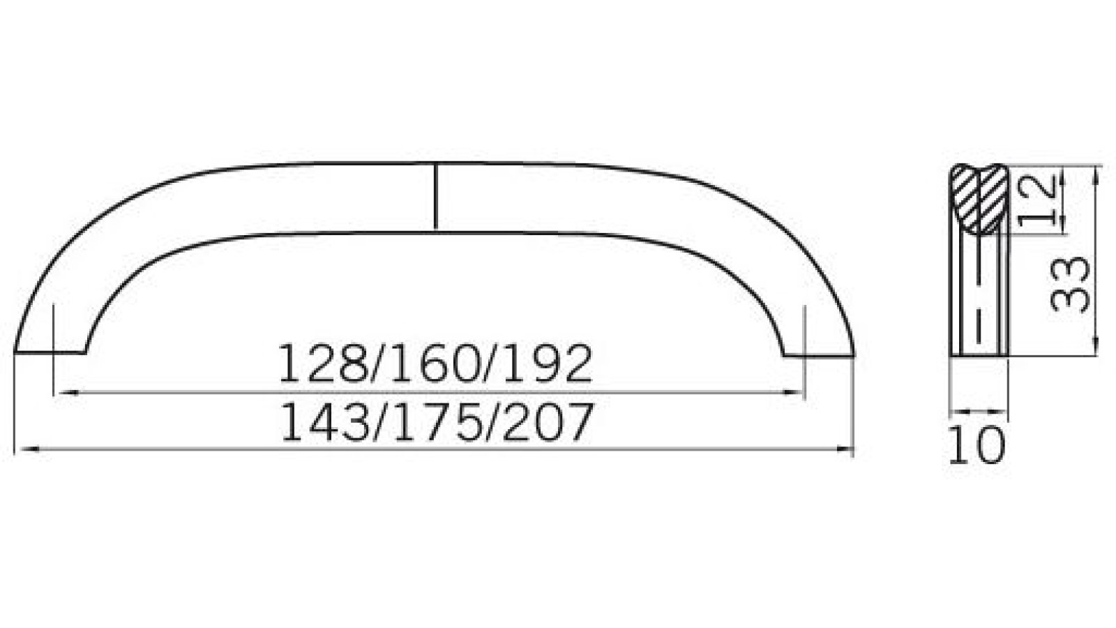Griff Herborn Aluminium silber natur matt - 143 mm lang  vor weißem Hintergrund