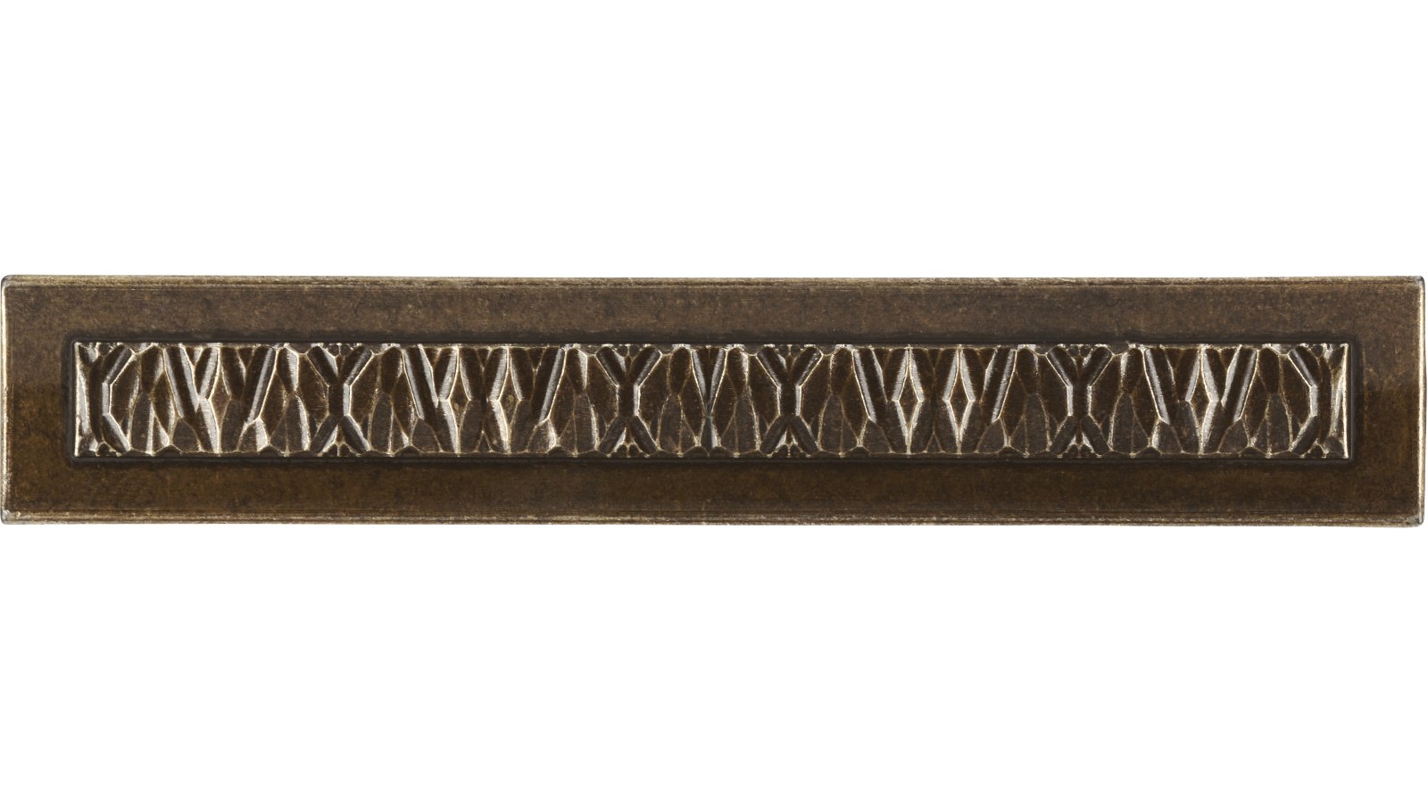 Griff Hille Druckguss altmessingfarbig brüniert getrommelt - 202 mm lang  vor weißem Hintergrund