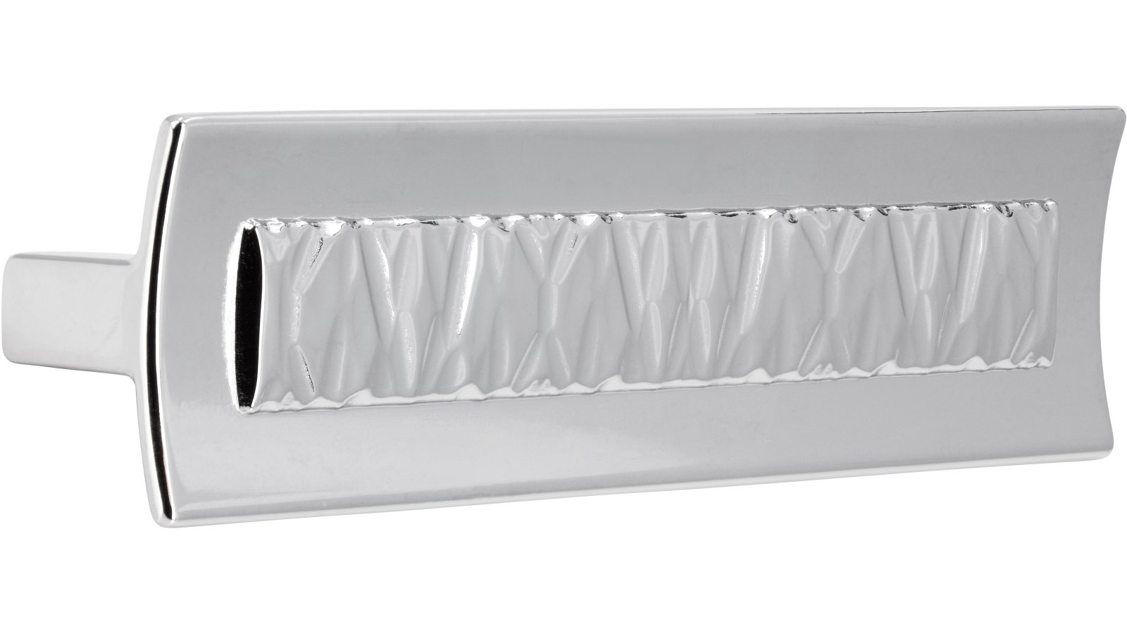 Griff Hille Druckguss chrom glänzend - 138 mm lang  vor weißem Hintergrund