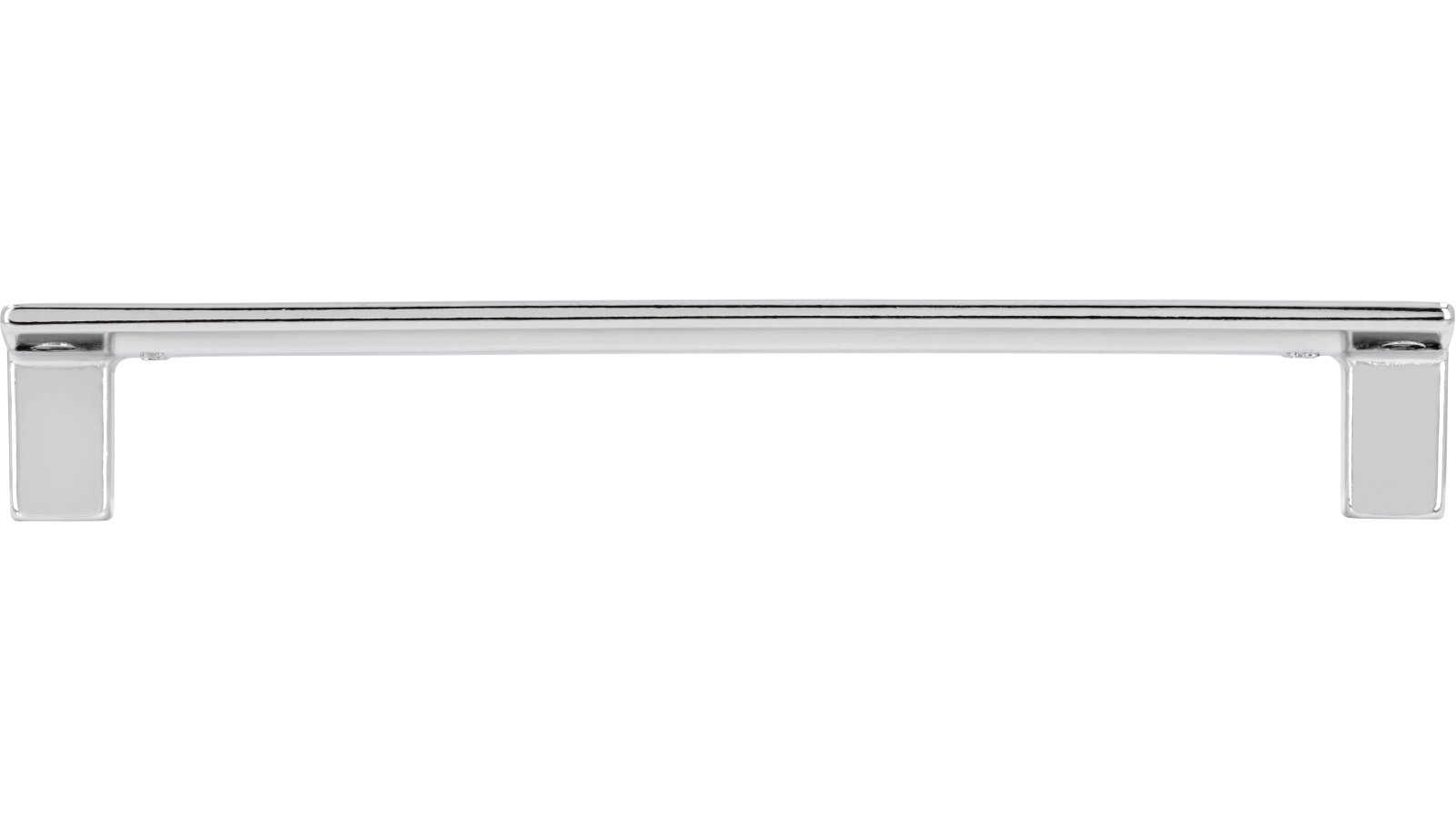 Griff Hille Druckguss chrom glänzend - 138 mm lang  vor weißem Hintergrund