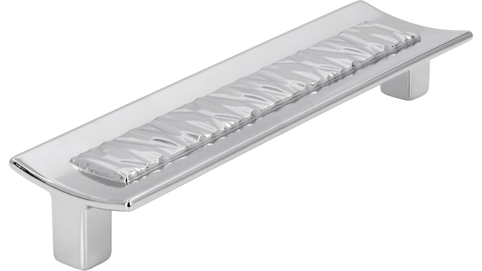 Griff Hille Druckguss chrom glänzend - 138 mm lang  vor weißem Hintergrund