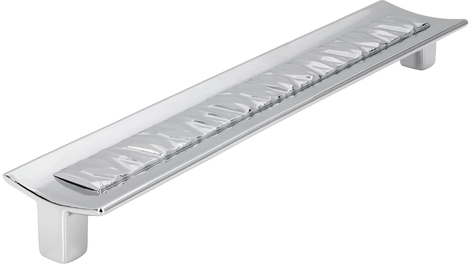 Griff Hille Druckguss chrom glänzend - 202 mm lang  vor weißem Hintergrund