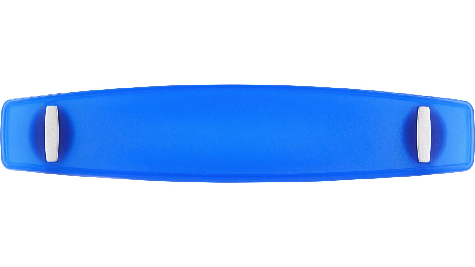 Griff Homburg Kunststoff glaseffekt matt blau metallisiert weißaluminium - 123 mm lang  vor weißem Hintergrund