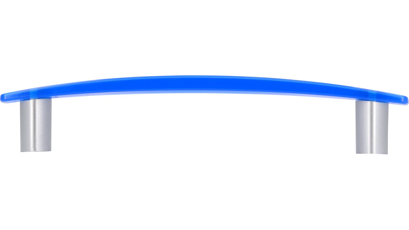Griff Homburg Kunststoff glaseffekt matt blau metallisiert weißaluminium - 155 mm lang  vor weißem Hintergrund