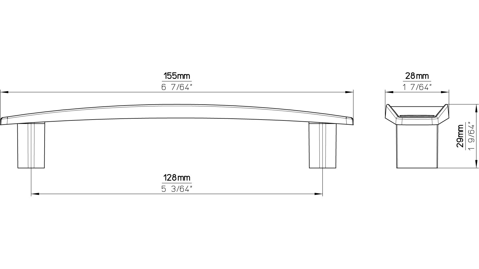 Griff Homburg Kunststoff glaseffekt matt blau metallisiert weißaluminium - 155 mm lang  vor weißem Hintergrund