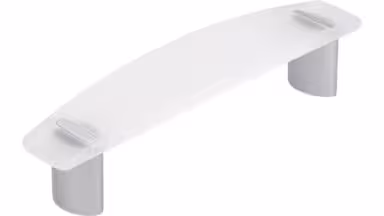 Griff Homburg Kunststoff glaseffekt matt natur metallisiert weißaluminium - 123 mm lang  vor weißem Hintergrund