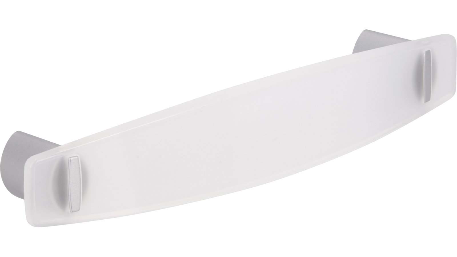 Griff Homburg Kunststoff glaseffekt matt natur metallisiert weißaluminium - 155 mm lang  vor weißem Hintergrund