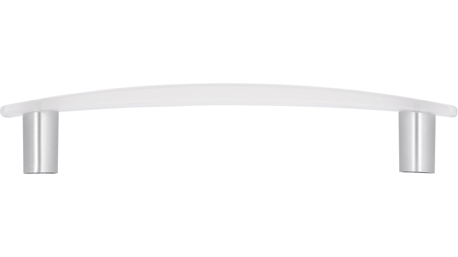 Griff Homburg Kunststoff glaseffekt matt natur metallisiert weißaluminium - 155 mm lang  vor weißem Hintergrund