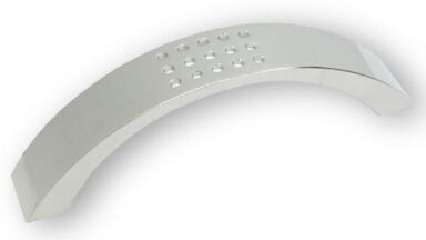 Griff Idstein Druckguss chrom glänzend - 110 mm lang  vor weißem Hintergrund