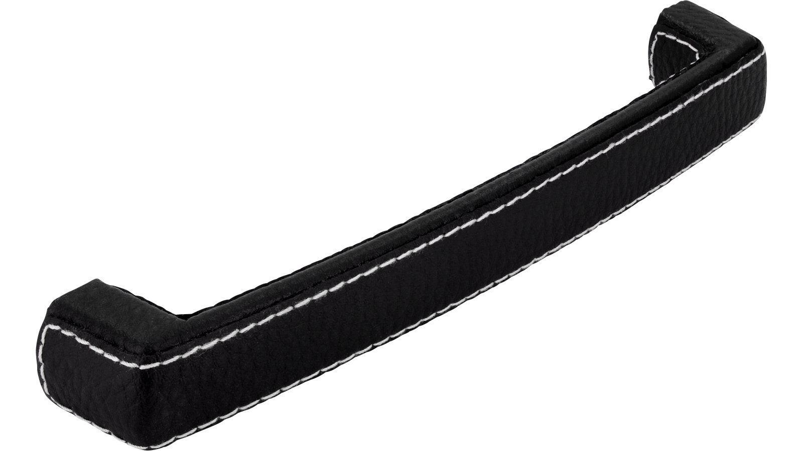 Moebelgriff-Ilsenburg-schwarz-Kunststoff-Leder-laenge-178-689586-seitlich Griff Ilsenburg Kunstleder - Kunststoff schwarz - 178 mm lang vor weißem Hintergrund