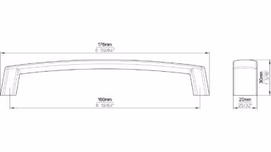 Griff Ilsenburg Kunstleder - Kunststoff schwarz - 178 mm lang  vor weißem Hintergrund