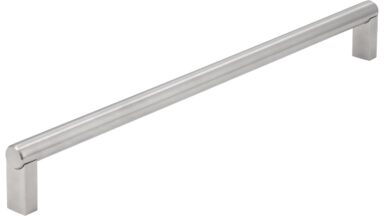Griff Jüchen Edelstahl fein geschliffen - 332 mm lang  vor weißem Hintergrund
