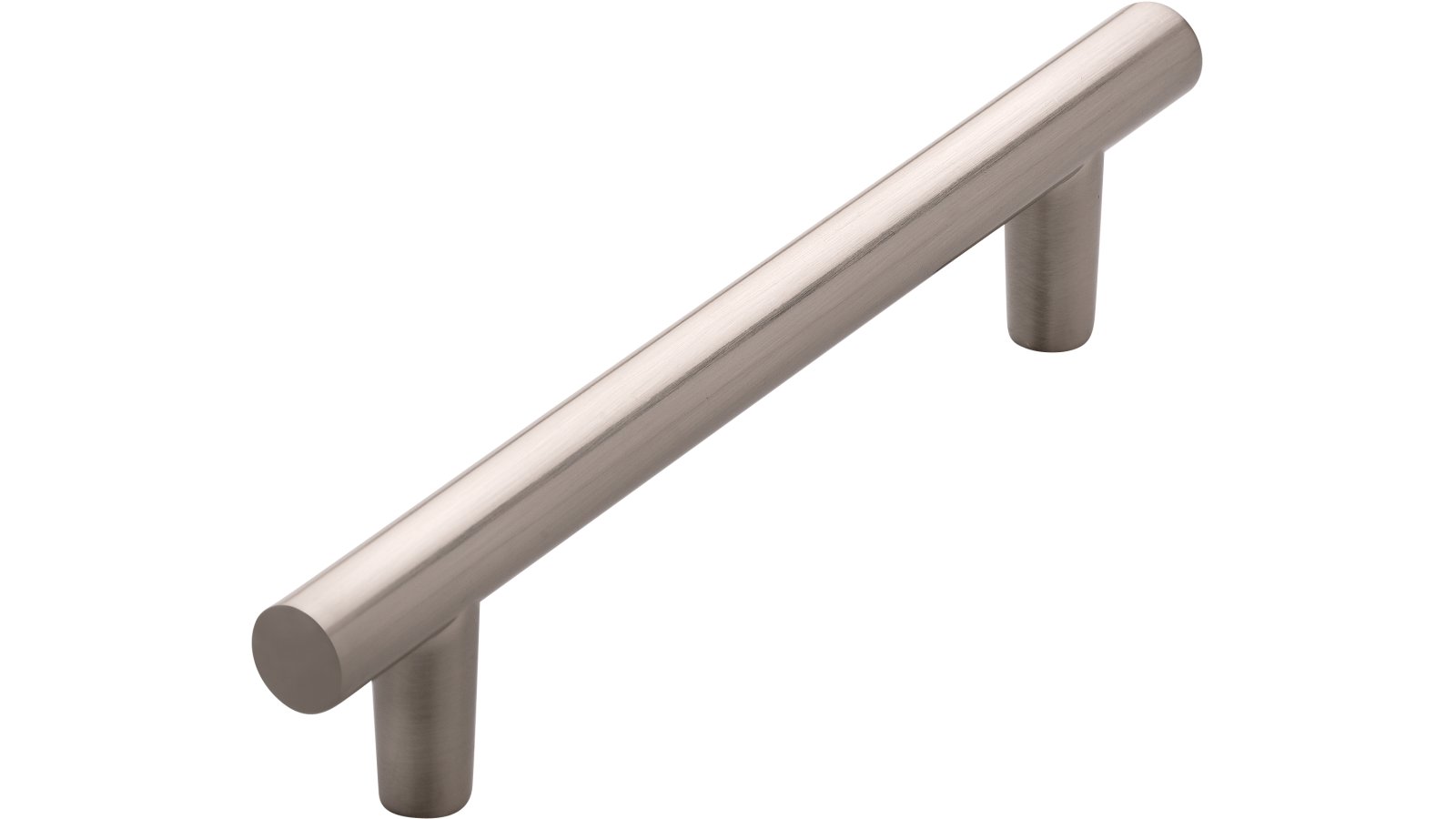 Griff Kaltenkirchen Druckguss vernickelt feingeschliffen - 135 mm lang  vor weißem Hintergrund