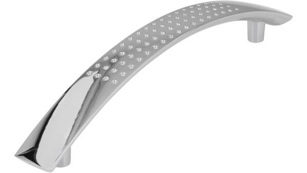 Griff Kaufbeuren Druckguss chrom glänzend - 160 mm lang vor weißem Hintergrund