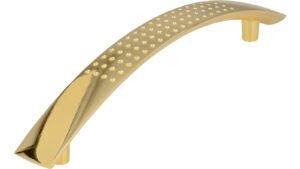 Griff Kaufbeuren Druckguss glänzend vermessingt - 160 mm lang  vor weißem Hintergrund