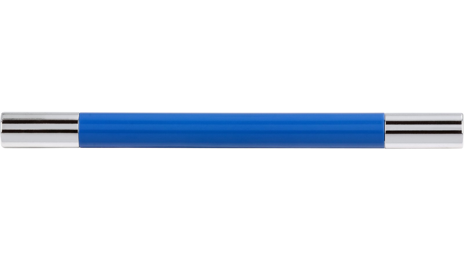 Griff Kerpen Kunststoff brilliantblau metallisiert chrom glänzend - 154 mm lang  vor weißem Hintergrund