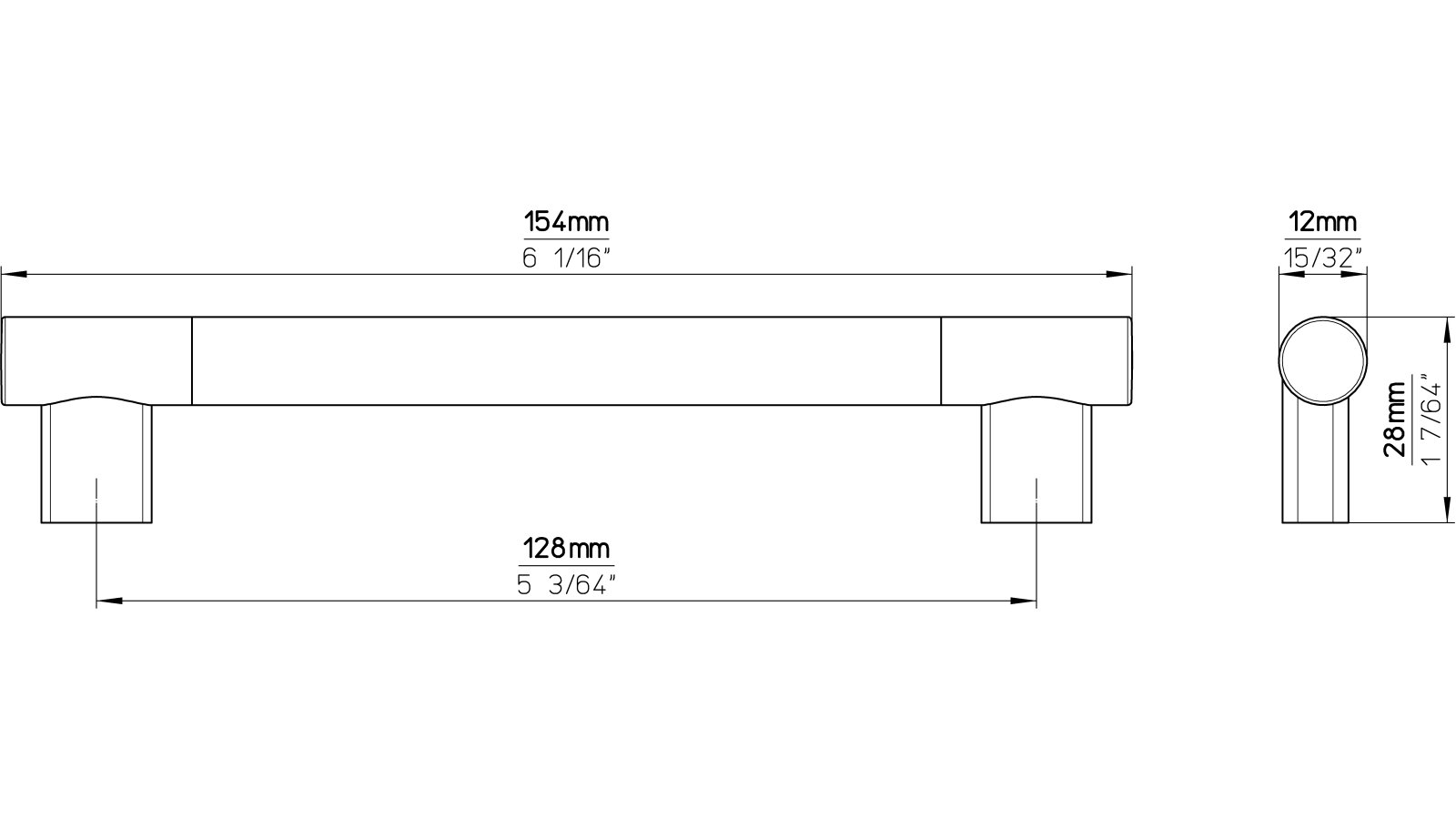 Griff Kerpen Kunststoff weiß metallisiert gold glänzend - 154 mm lang  vor weißem Hintergrund