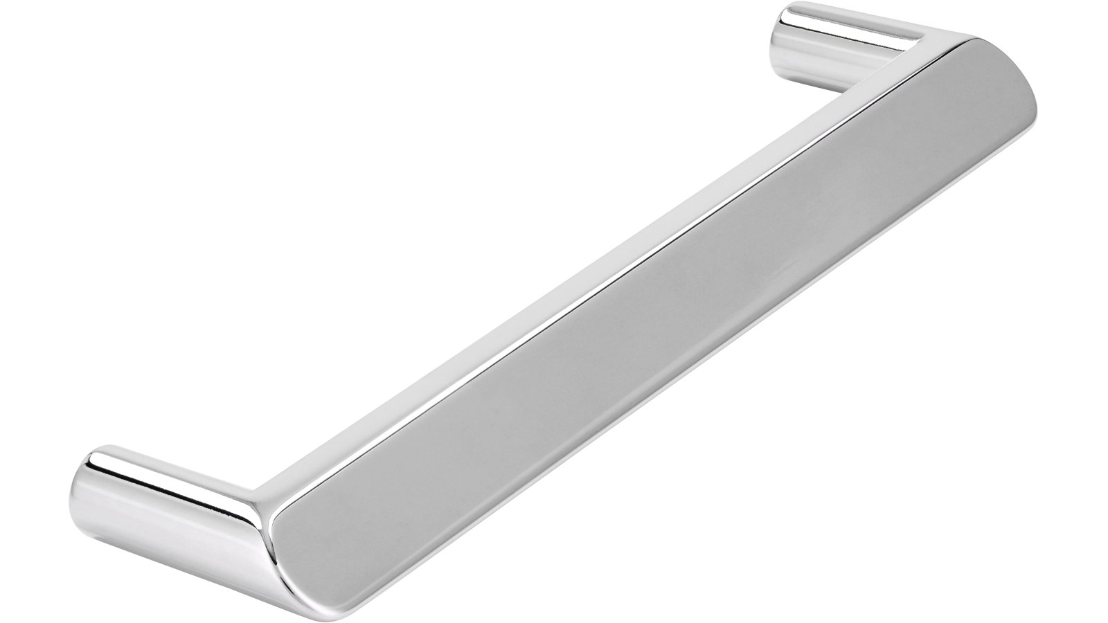 Griff Kierspe Druckguss chrom glänzend - 138 mm lang  vor weißem Hintergrund