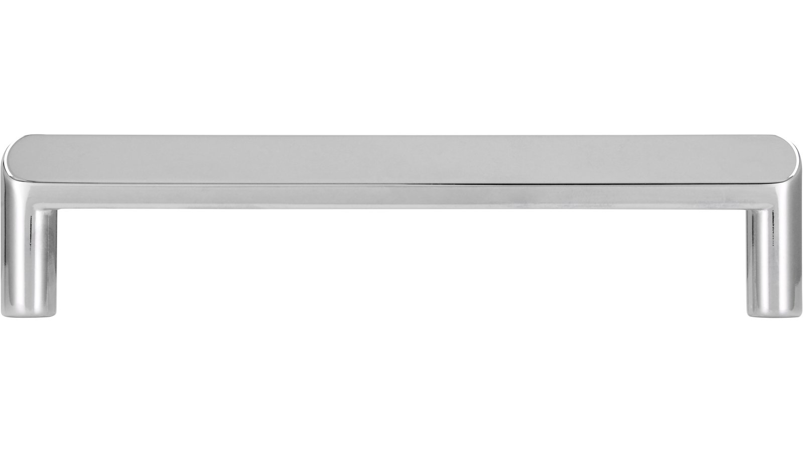 Griff Kierspe Druckguss chrom glänzend - 138 mm lang  vor weißem Hintergrund