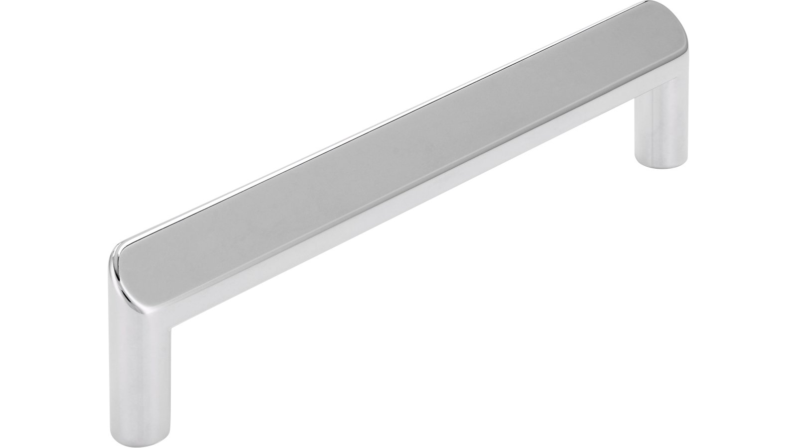 Griff Kierspe Druckguss chrom glänzend - 138 mm lang  vor weißem Hintergrund