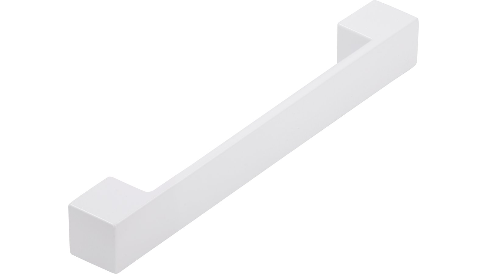 Moebelgriff-Kissing-weiss-Zinkdruckguss-laenge-205-827394-seitlich Griff Kissing Druckguss reinweiß pulverbeschichtet - 205 mm lang vor weißem Hintergrund