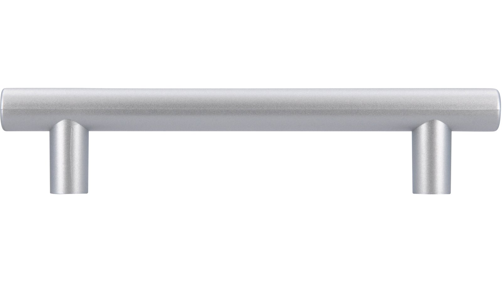 Griff Koblenz Kunststoff metallisiert weißaluminium - 130 mm lang  vor weißem Hintergrund