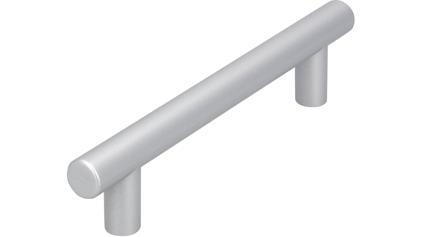 Griff Koblenz Kunststoff metallisiert weißaluminium - 130 mm lang  vor weißem Hintergrund