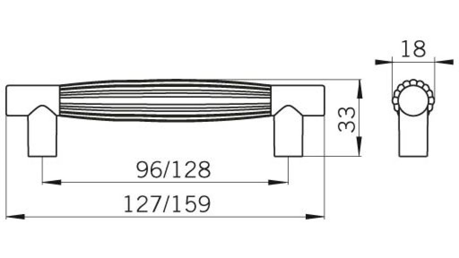 Griff Köln Kunststoff glaseffekt blau metallisiert chrom glänzend - 127 mm lang  vor weißem Hintergrund