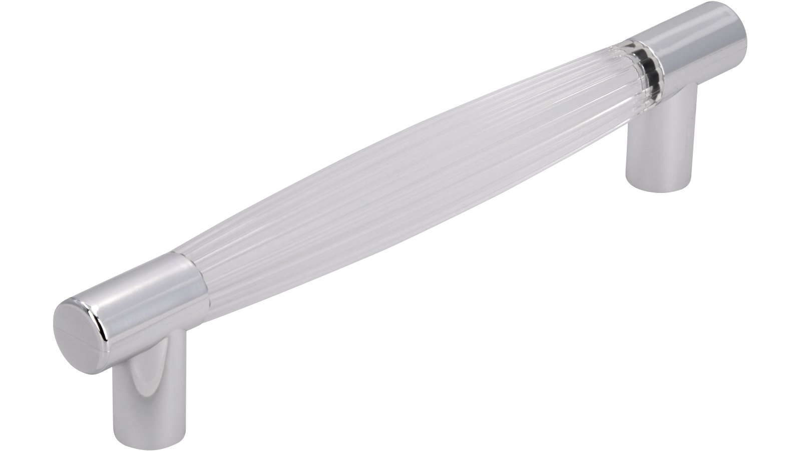Moebelgriff-Koeln-chrom-transparent-Glas-Kunststoff-laenge-159-568990 Griff Köln Kunststoff glaseffekt glasklar metallisiert chrom glänzend - 159 mm lang vor weißem Hintergrund