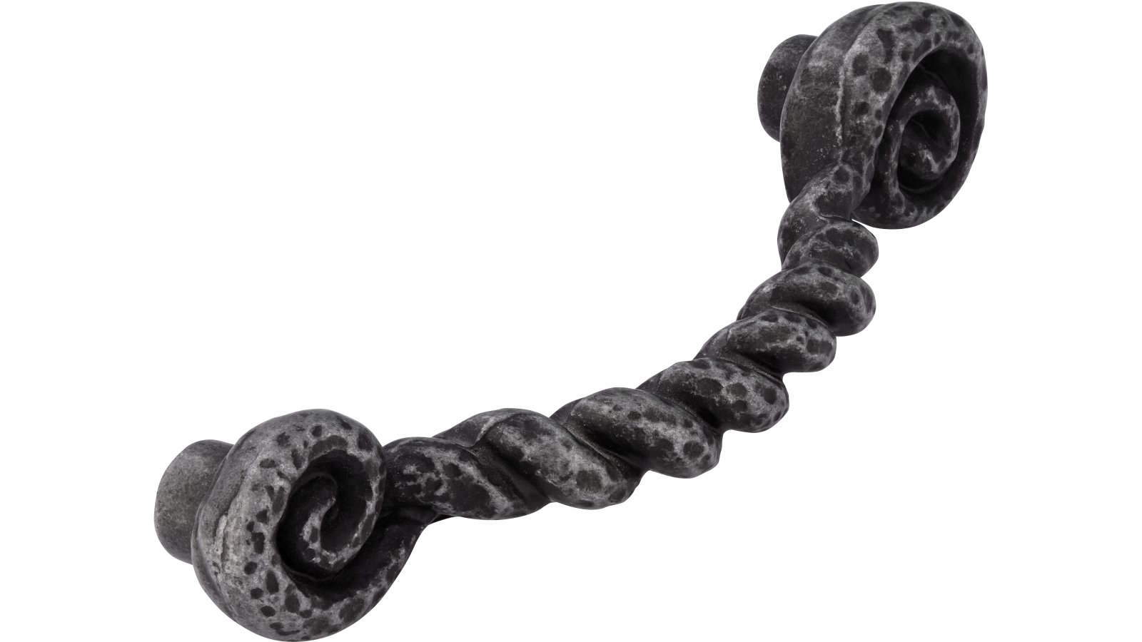 Griff Korbach Druckguss zinnfarbig antik - 120 mm lang  vor weißem Hintergrund