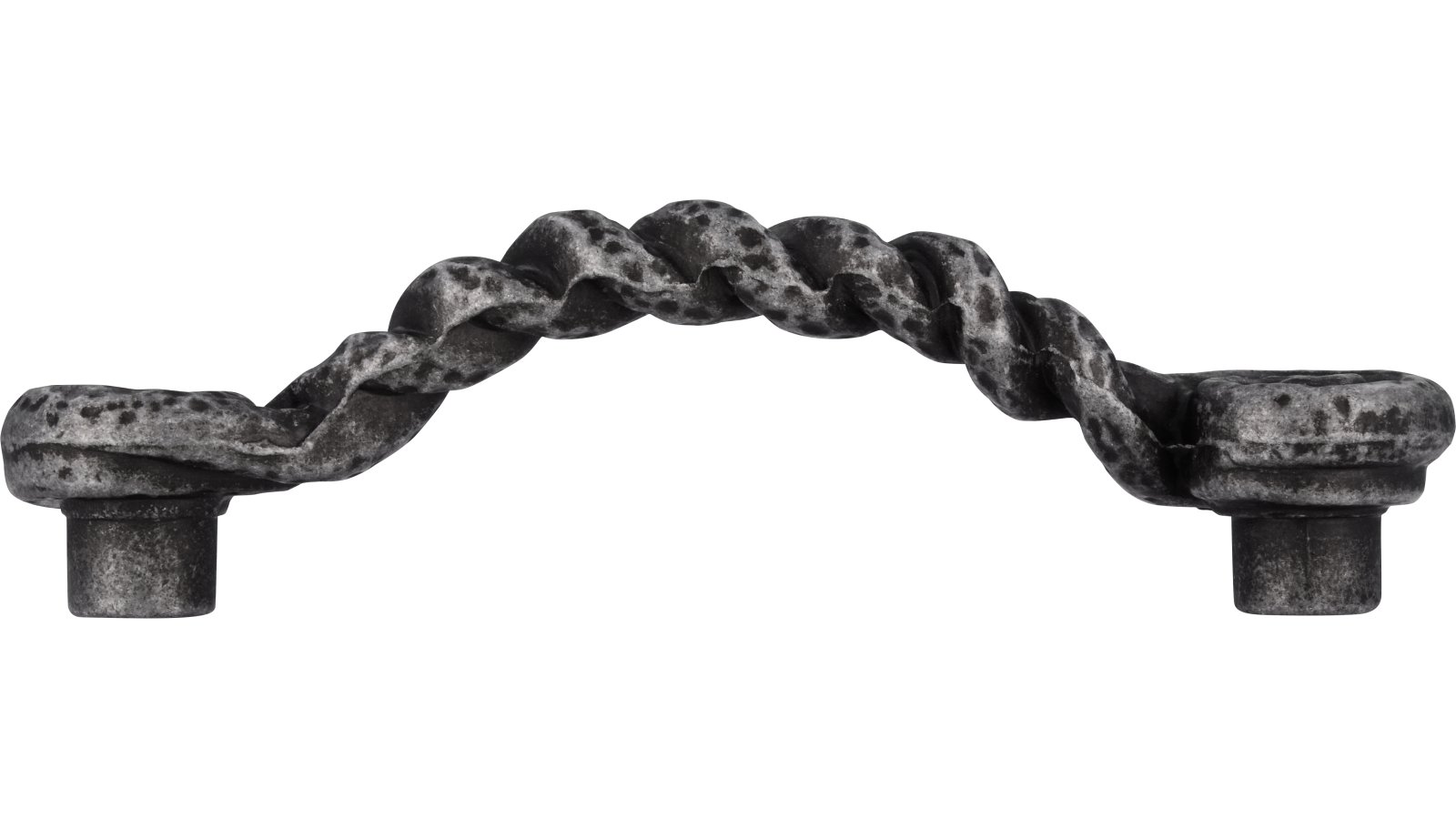 Griff Korbach Druckguss zinnfarbig antik - 120 mm lang  vor weißem Hintergrund