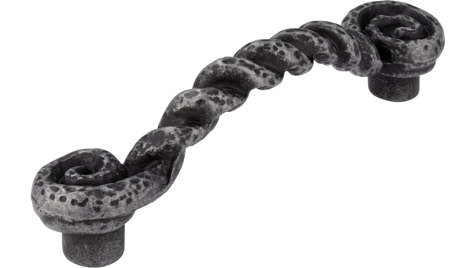 Griff Korbach Druckguss zinnfarbig antik - 120 mm lang  vor weißem Hintergrund