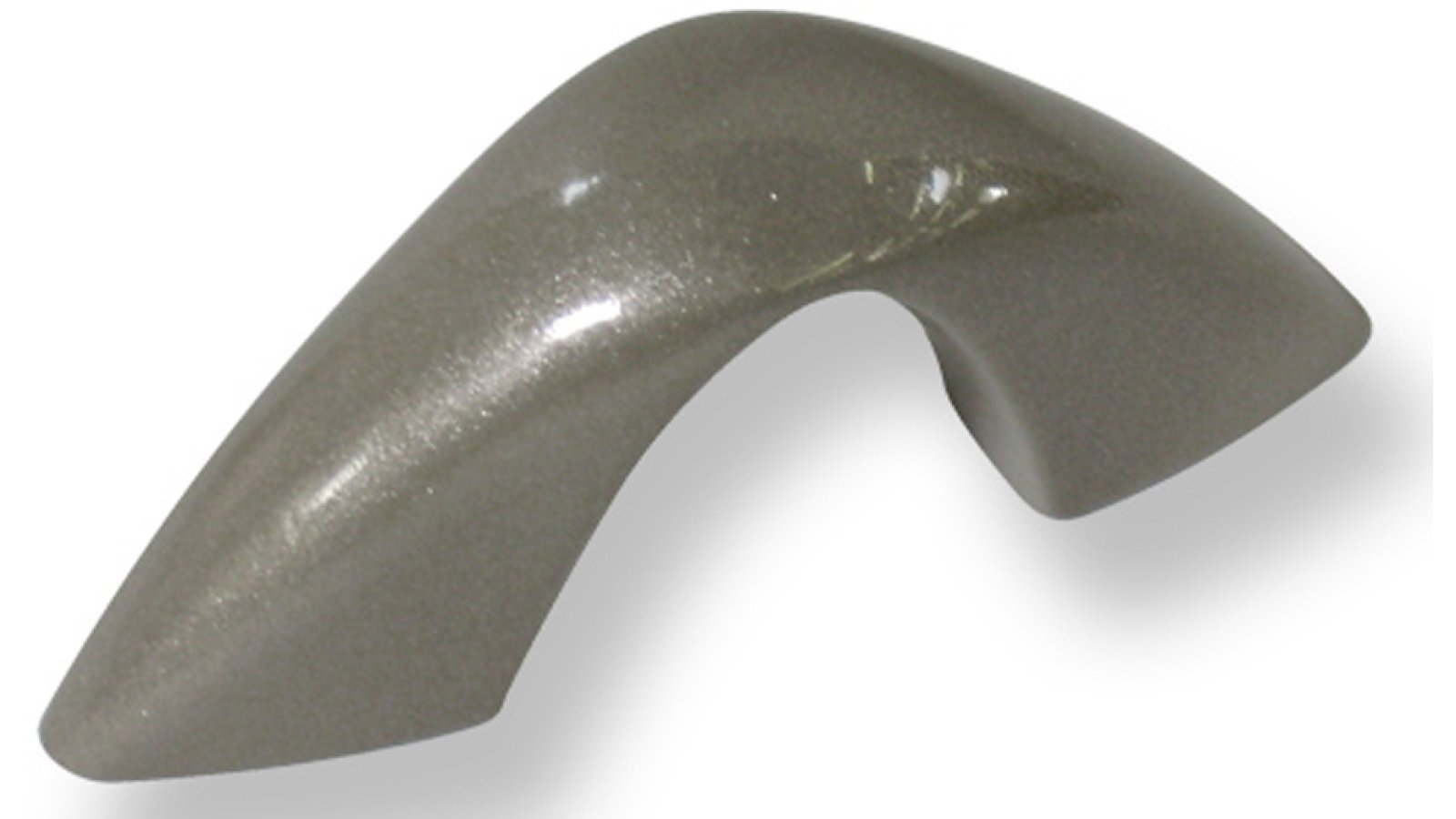 Griff Landshut Kunststoff grau - 64 mm lang  vor weißem Hintergrund