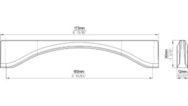 Griff Langenzenn Druckguss chrom glänzend - 173 mm lang  vor weißem Hintergrund